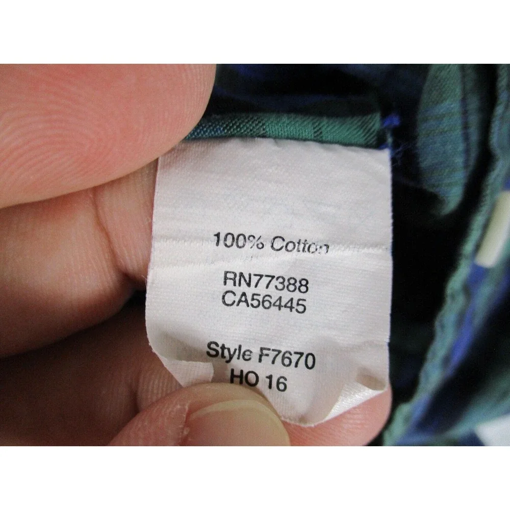 J.‎ Crew Shirt Mens Medium Blue Green Plaid Slim Fit Button Down Long Sleeve